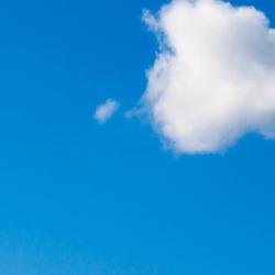 Blue sky and single cloud - frickr creative commons - square